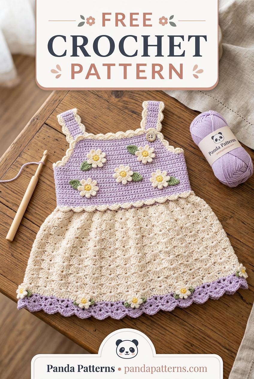 Lavender Daisy Baby Sundress Free Crochet Pattern